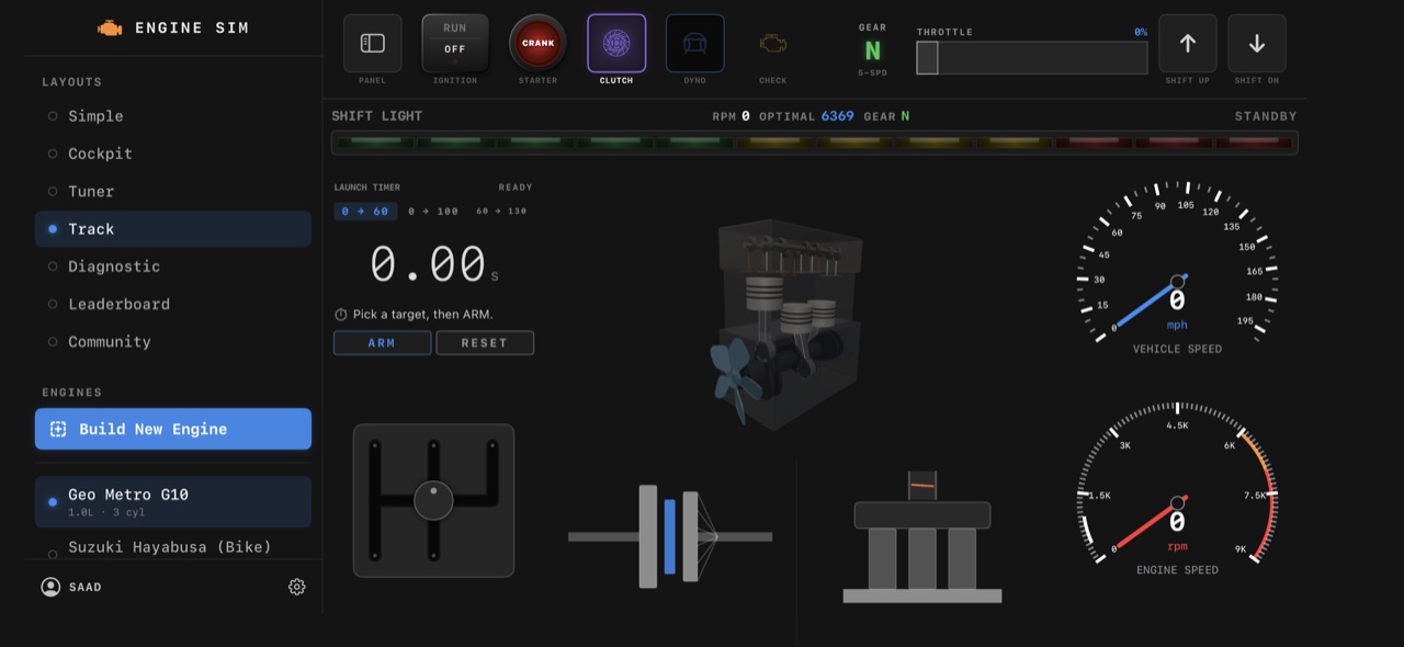 Engine builder on iPhone